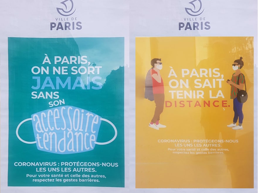 Corona-Plakate in Paris