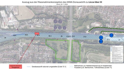 Maßnahmenkombination des WWA Donauwörth zu Licca Liber III mit Abschnitt für "Energyfish" (Bild: WWA Donauwörth)